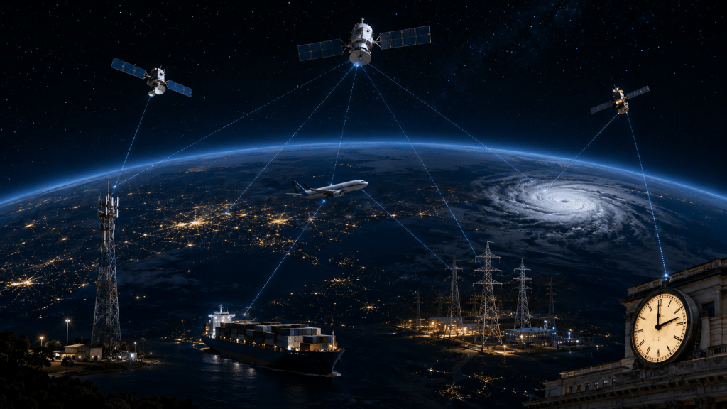 Satellites linking everyday systems including aviation, shipping, power and communications.