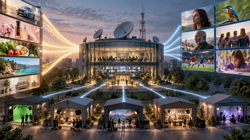 A central television broadcaster commissioning programmes from several independent production studios.
